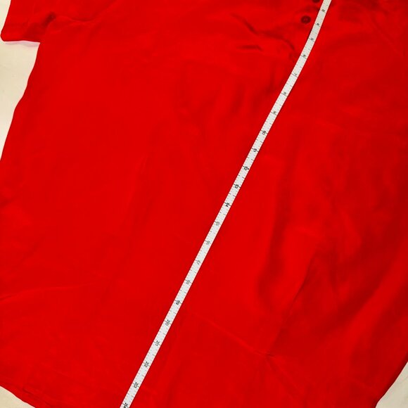 Vintage Charter Club 100% Silk Blouse Red Size 14 | Button-Back Classic Holiday - Picture 12 of 14